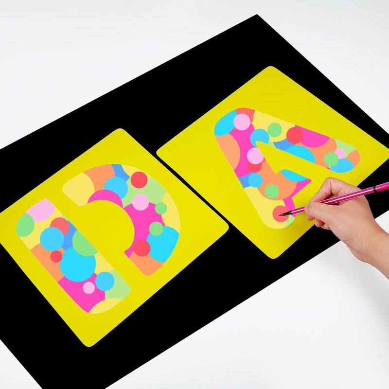 TecUnite 26 Pieces Alphabet Stencils Set Plastic Letter Stencils for Painting Learning, DIY Craft Decoration (9 x 9 Inches) - Image 2